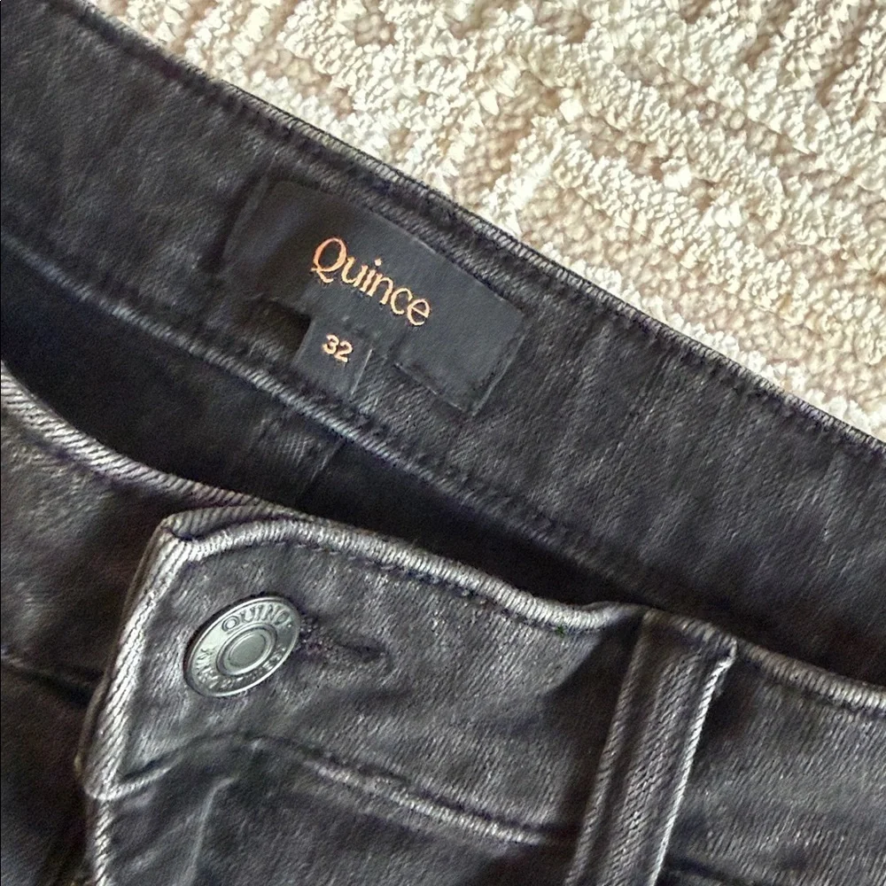 NWT Quince Bella Stretch Straight Jeans Faded Black